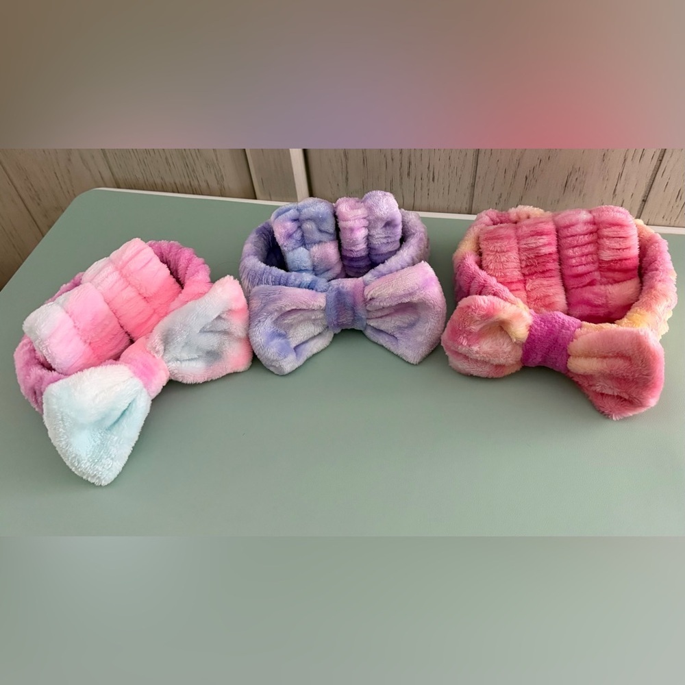 Fuzzy Plush Headband & Wrist Washband Scrunchies Cuffs Set